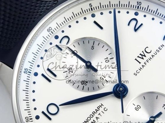 MIROTIME 0211 Casual Portuguese Chrono IW3716 Z+F 1:1 Best Edition White Dial on Blue Rubber Strap A 7016